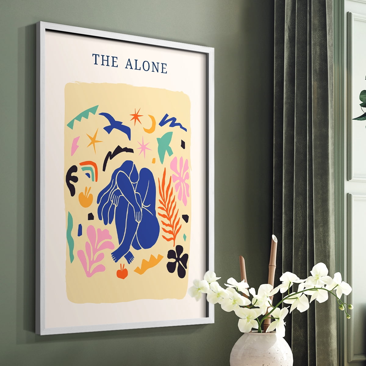 Matisse CDXLIII in White Solid Wood Framed Print No Nail Hanging