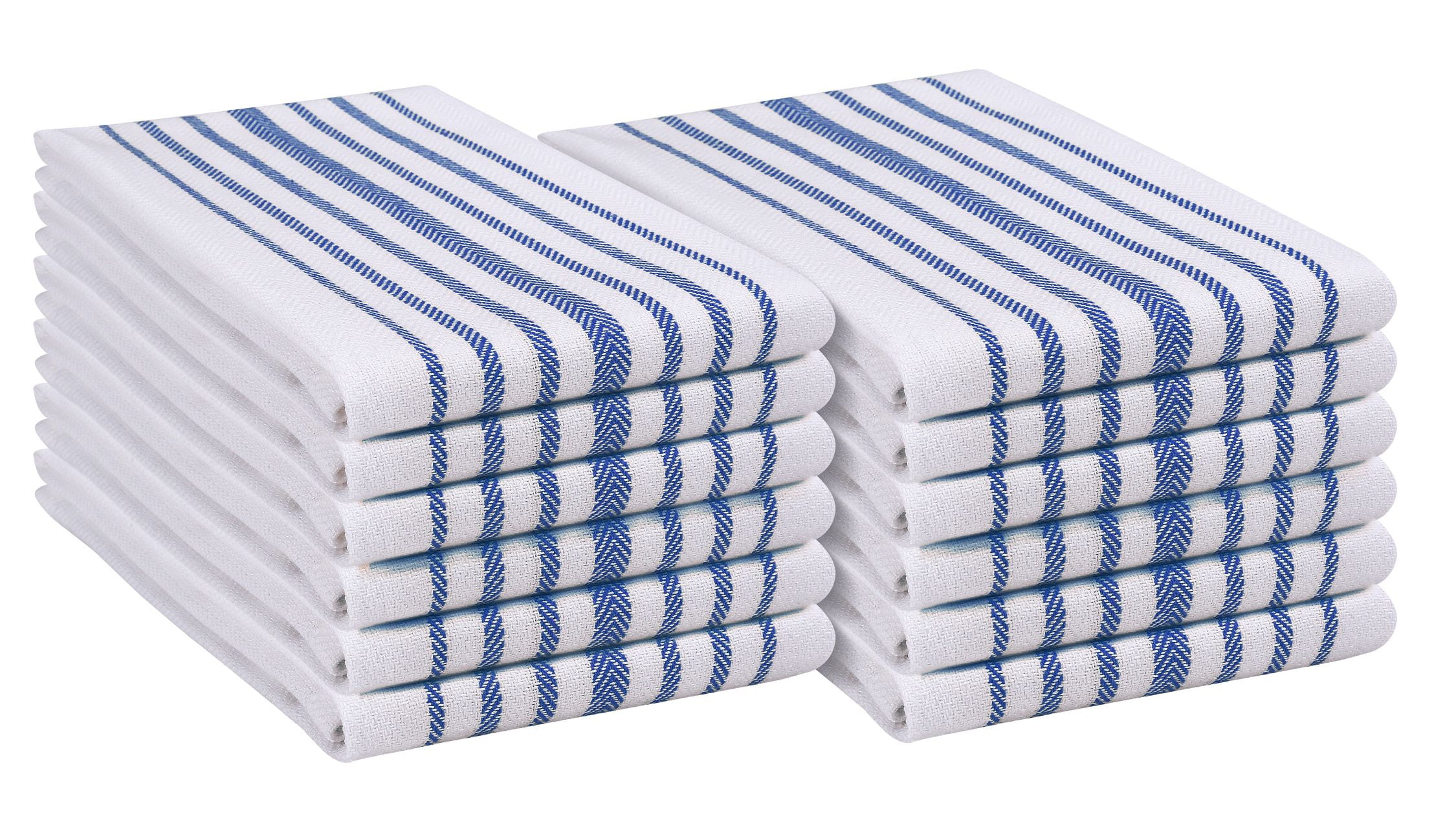 Native Fab Scandia Stripe Kitchen Dish Towels, Set of 12, Cotton 14x25