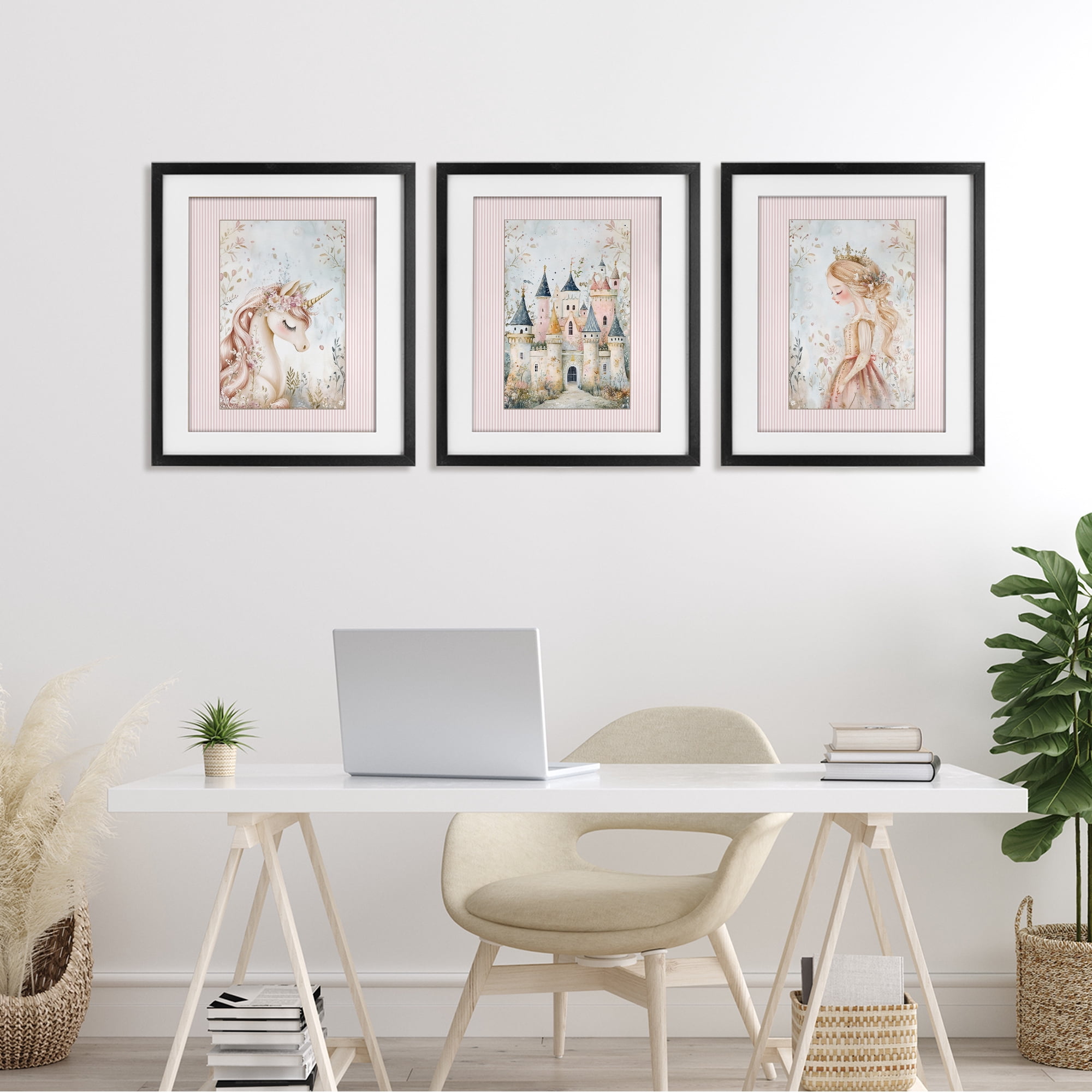 Stupell Industries Fantasy Enchanted Dreams 3 Piece Black Framed Print Under Glass Set, design by Christine Simpson Art