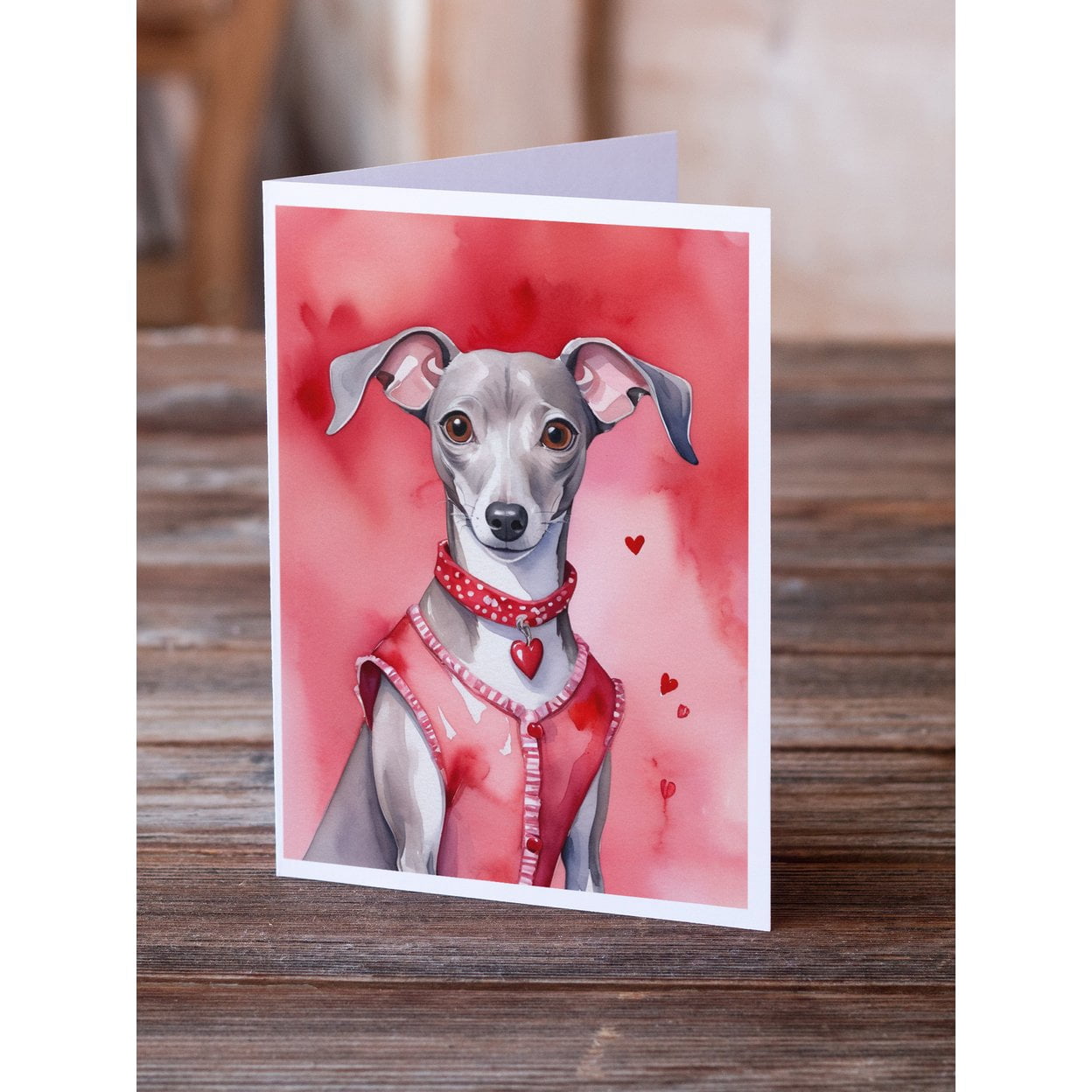 Italian Greyhound My Valentine Greeting Cards Pack of 8 7 in x 5 in