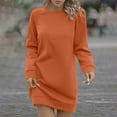 thumbnail image 2 of Party Dresses For Women Sevevn Women's Fall And Winter Solid Color Long Sleeved Round Neck Velvet Casual Dress, 2 of 8