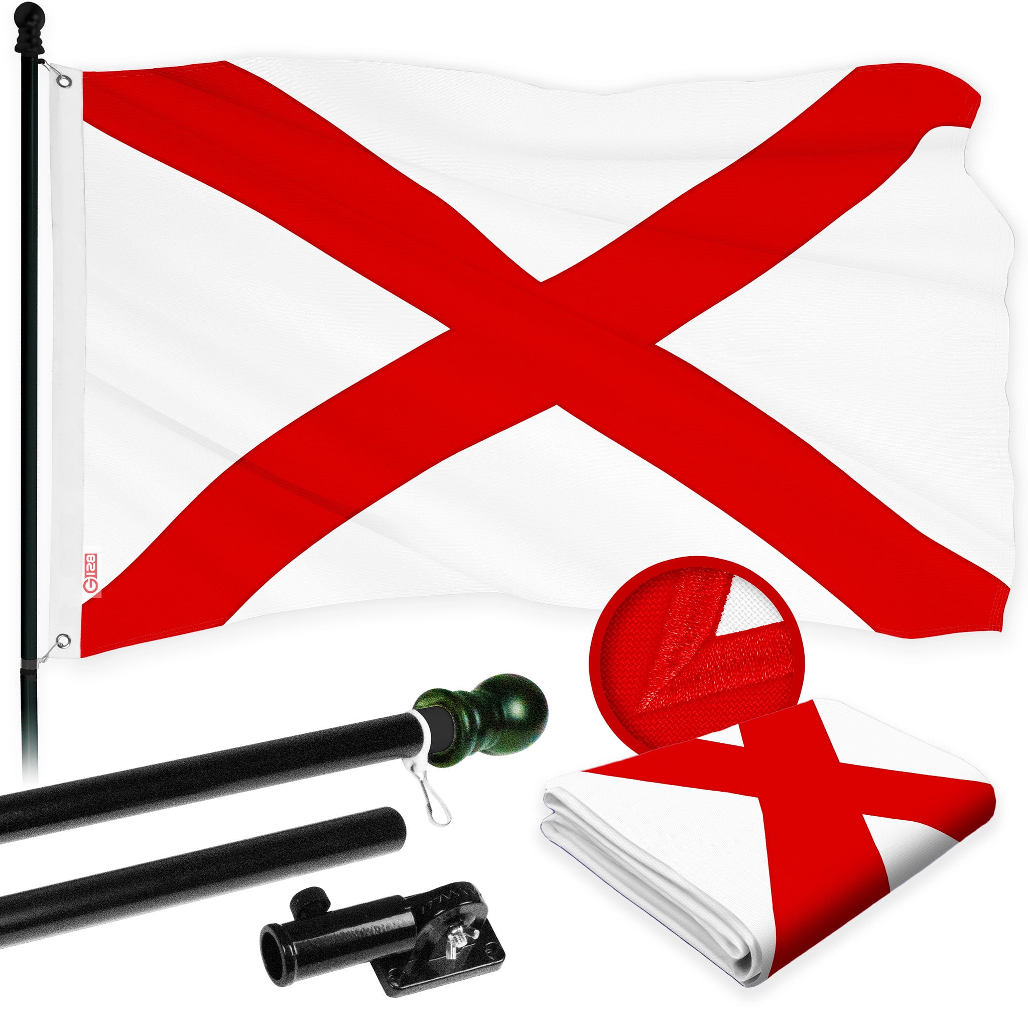 G128 Combo Pack 6 Ft Tangle Free Aluminum Spinning Flagpole (Black