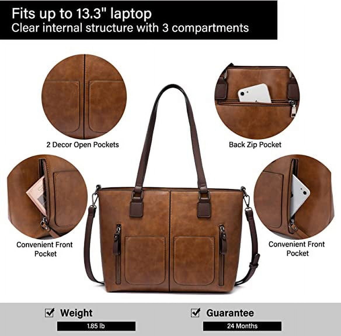 Lovevook Large Purses and Handbag for Women Vintage PU Leather Tote Bag Shoulder Bag with Multi Pockets Designer Handbag