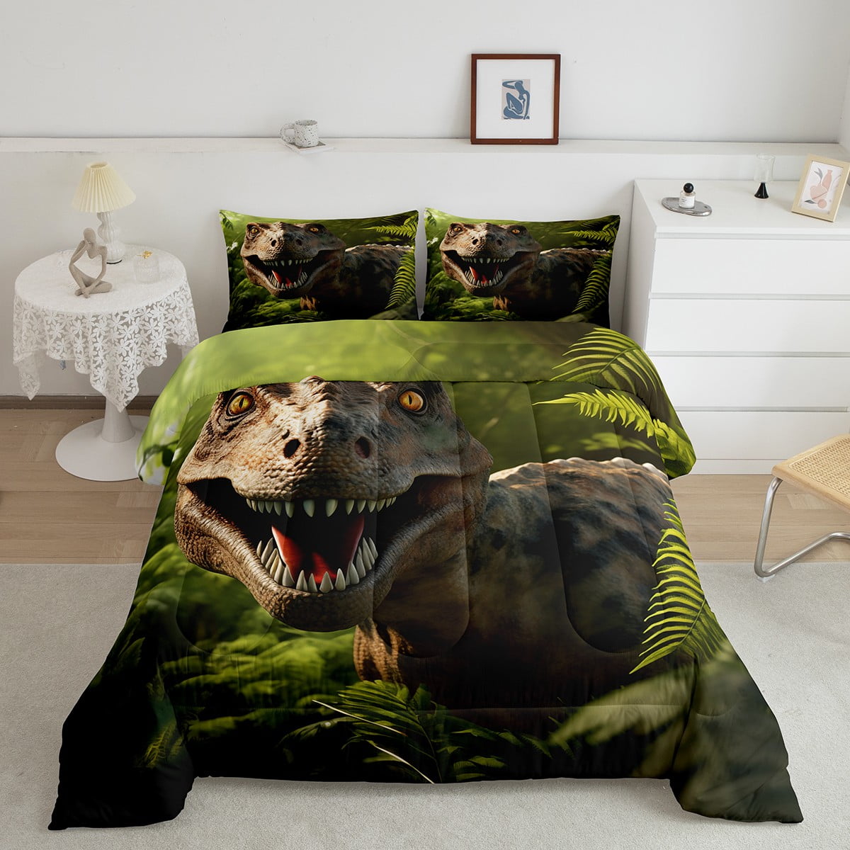 Erosebridal Dinosaur Twin Duvet Cover Retro Flower Bed Sets Cartoon Dinos Bedding Set Floral Comforter Cover Cute Animal Quilt Cover並行輸入 Erosebridal Dinosaur Bedding Comforters \u0026 Sets Jungle Animal