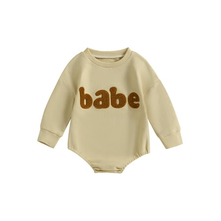 

Bagilaanoe Newborn Baby Girl Boy Romper Sweatshirt Long Sleeve Bodysuit Letter Embroidery Pullover 3M 6M 12M 18M 24M Infant Casual Tee Tops