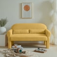 thumbnail image 2 of Modern Lambs Wool Fabric Loveseat with Lumbar Pillow, Upholstered 2 Seat Sofa with Back Arm Leg, Soft Couch for Living Room Balcony Nursery Bedroom, Yellow, 2 of 6