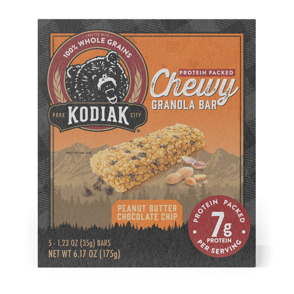 Pack of 12, Kodiak Peanut Butter Chocolate Chip Chewy Granola Bars, 6.17 oz