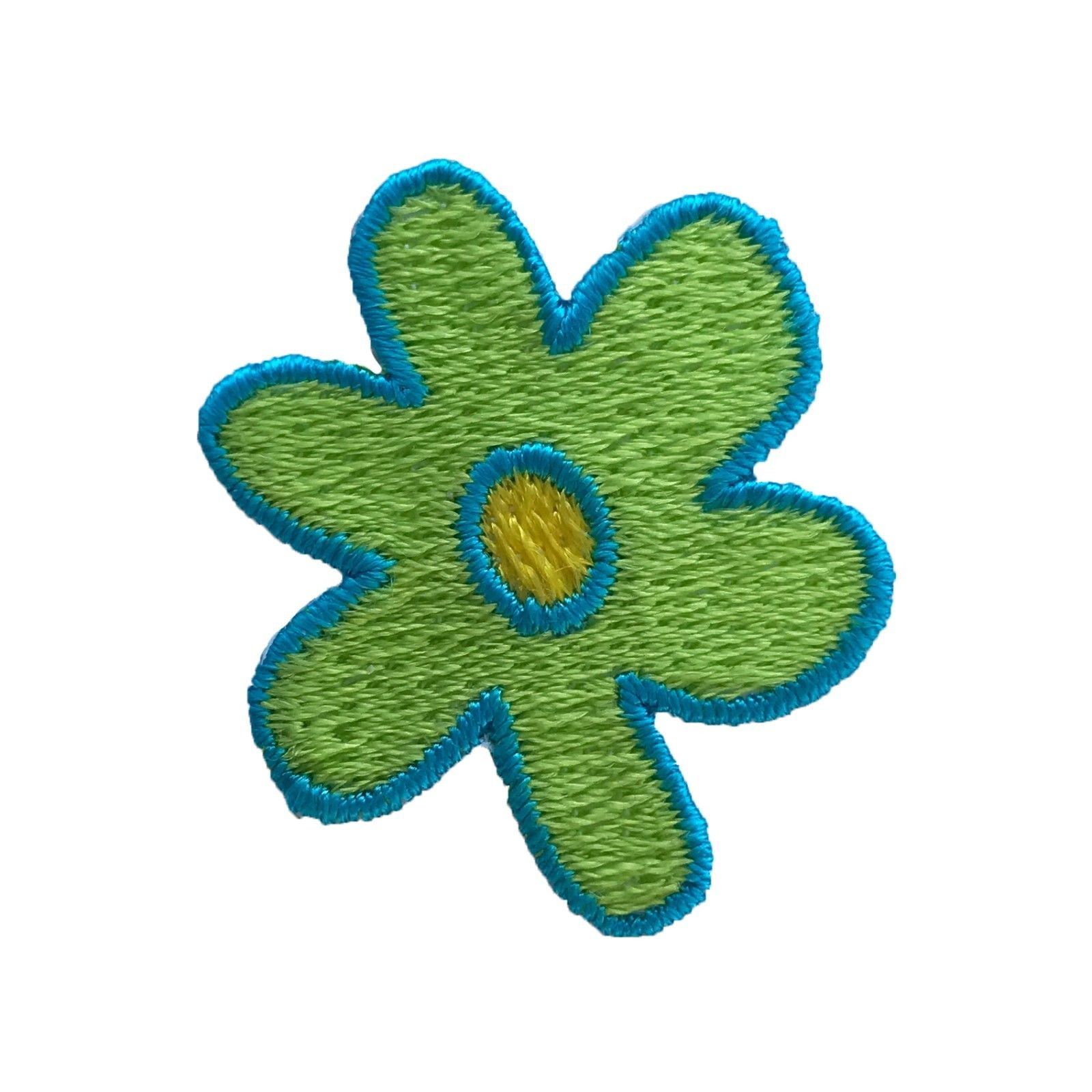 Lily 1.25"x1.125" Neon Orange Green Blue Flower Iron on Patch sold by 3 Pieces
