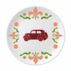 Geometric Classic Cars Red Outline Flower Ceramics Plate Tableware Dinner Dish