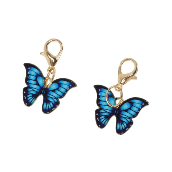 Vocoste 1 Pair Sparkly Butterfly Decorative Shoelace Charms Dark Blue
