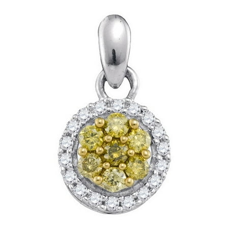 10K White Gold 0.25ctw Fancy Decorated Pave Diamond Fashion Circle Pendant
