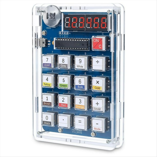 Kit de Práctica de Soldadura, Kit de Calculadora de Bricolaje de 6 Dígitos Kit Electrónico de Proyecto de Soldadura con Calculadora de Escritorio Alimentada por USB/Batería