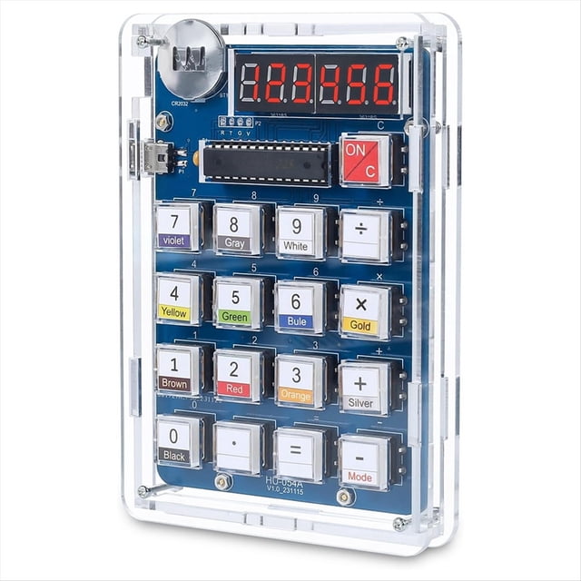 Kit de Práctica de Soldadura, Kit de Calculadora de Bricolaje de 6 Dígitos Kit Electrónico de Proyecto de Soldadura con Calculadora de Escritorio Alimentada por USB/Batería