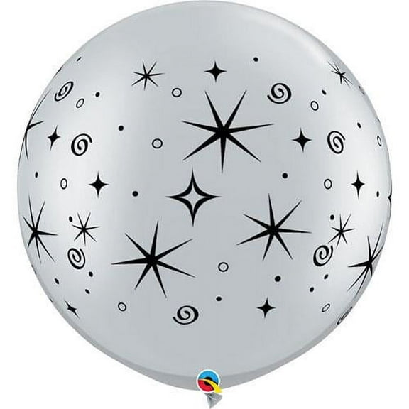 LOONBALLOON Hollywood Balloons, 30″ SPARKLES & SWIRLS WRAP - SILVER