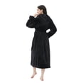 thumbnail image 3 of Bata COOVA Premium para mujer, de felpa, suave, con capucha, color negro cálido, 3 of 6