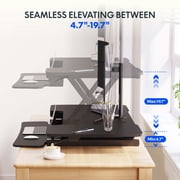 FitStand 47 Height Adjustable Stand Up Desk Converter, Height Adjustable Sit to Stand Riser, Dual Monitor and Laptop Workstation with Wide Keyboard Tray,Black