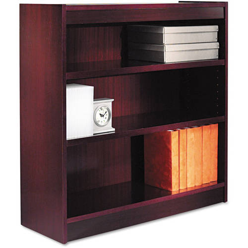Alera Square Corner 3-Shelf Bookcase, Wood Veneer, 36