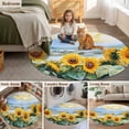 thumbnail image 6 of Round Area Rug 4ft,Watercolor Summer Sunflower Washable Carpet Non-Slip Runner Accent Rugs Indoor Floor Mat for Bedroom Living Room Decor,Vintage Rural Natural Scene, 6 of 9