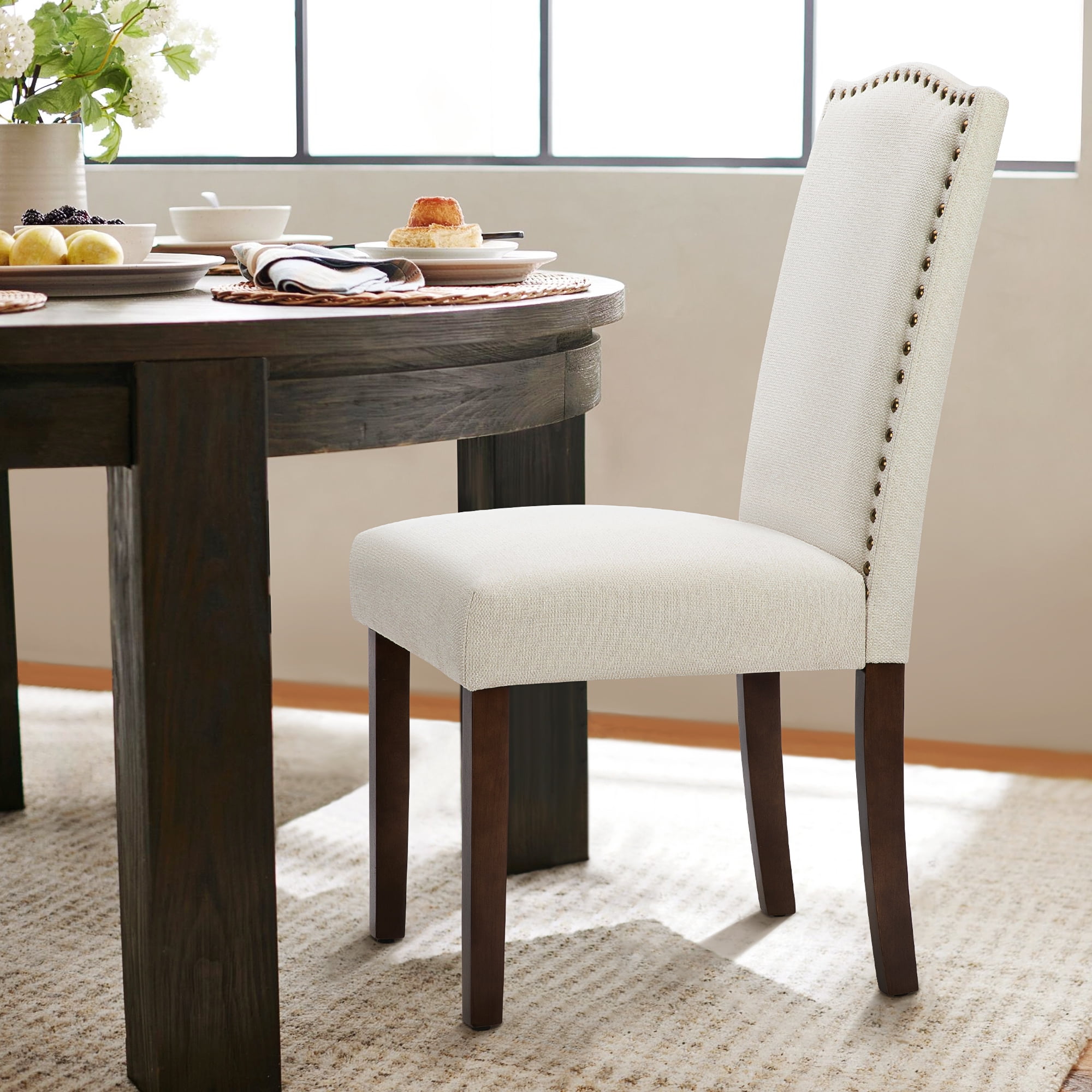 CONCETTA Dining Chairs Set of 2, Upholstered Fabric Kitchen Room Chairs, Beige