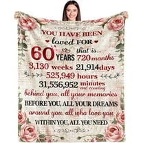 60th Birthday Gifts for Women Blanket 60 Year Old Birthday Gifts for Women Turning 60 Unique 60th Birthday Gifts for Her Funny 60th Birthday Decorations for Women Him Wife Sister Mom Friends 60" x 50"