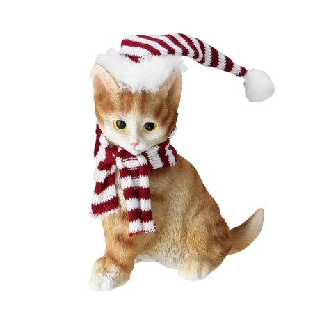 5 5 Orange Standing Tabby Cat With Hat And Scarf Table Top
