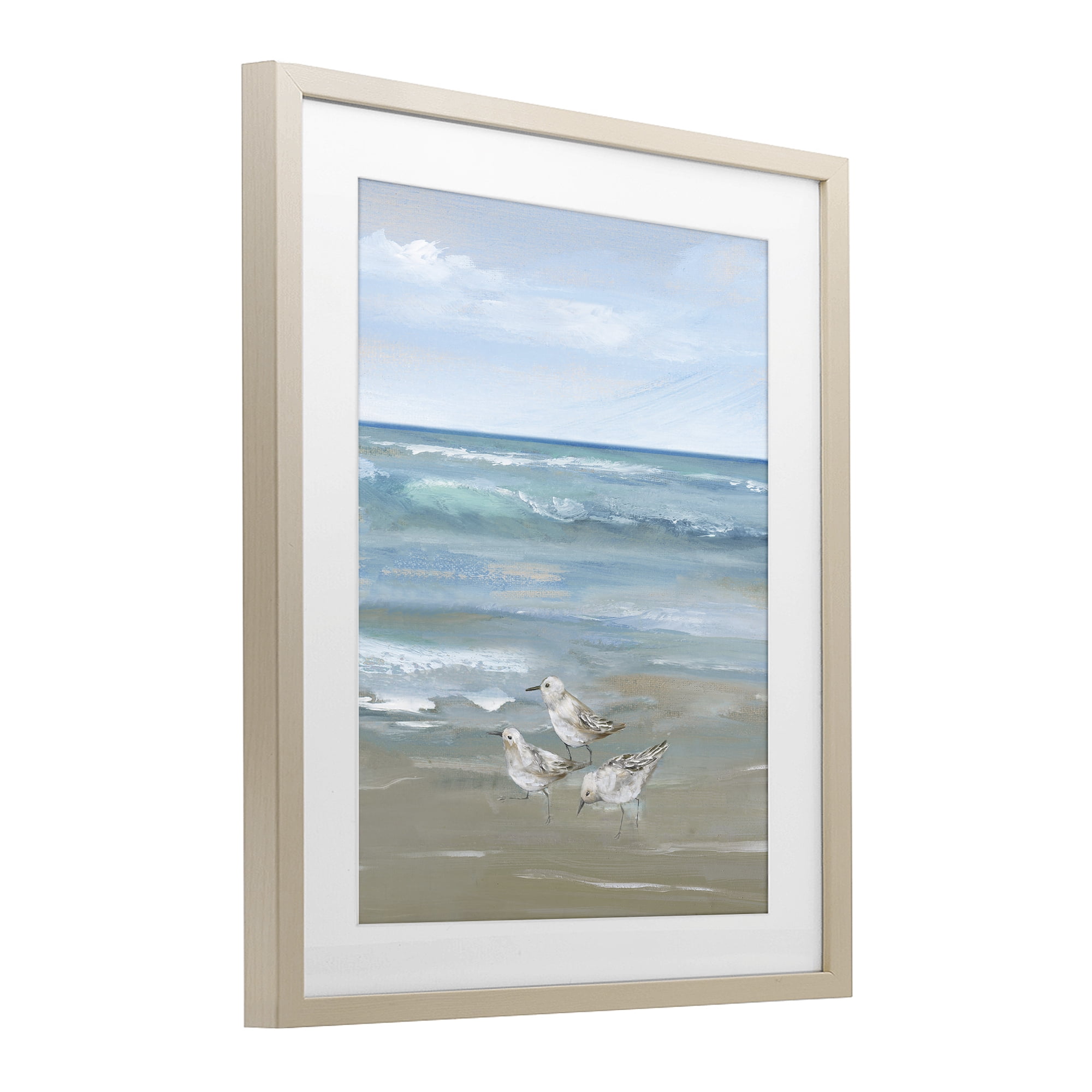 Stupell Industries Sanderlings on Gentle Waves Birch Framed Print Under Glass, design by Nan