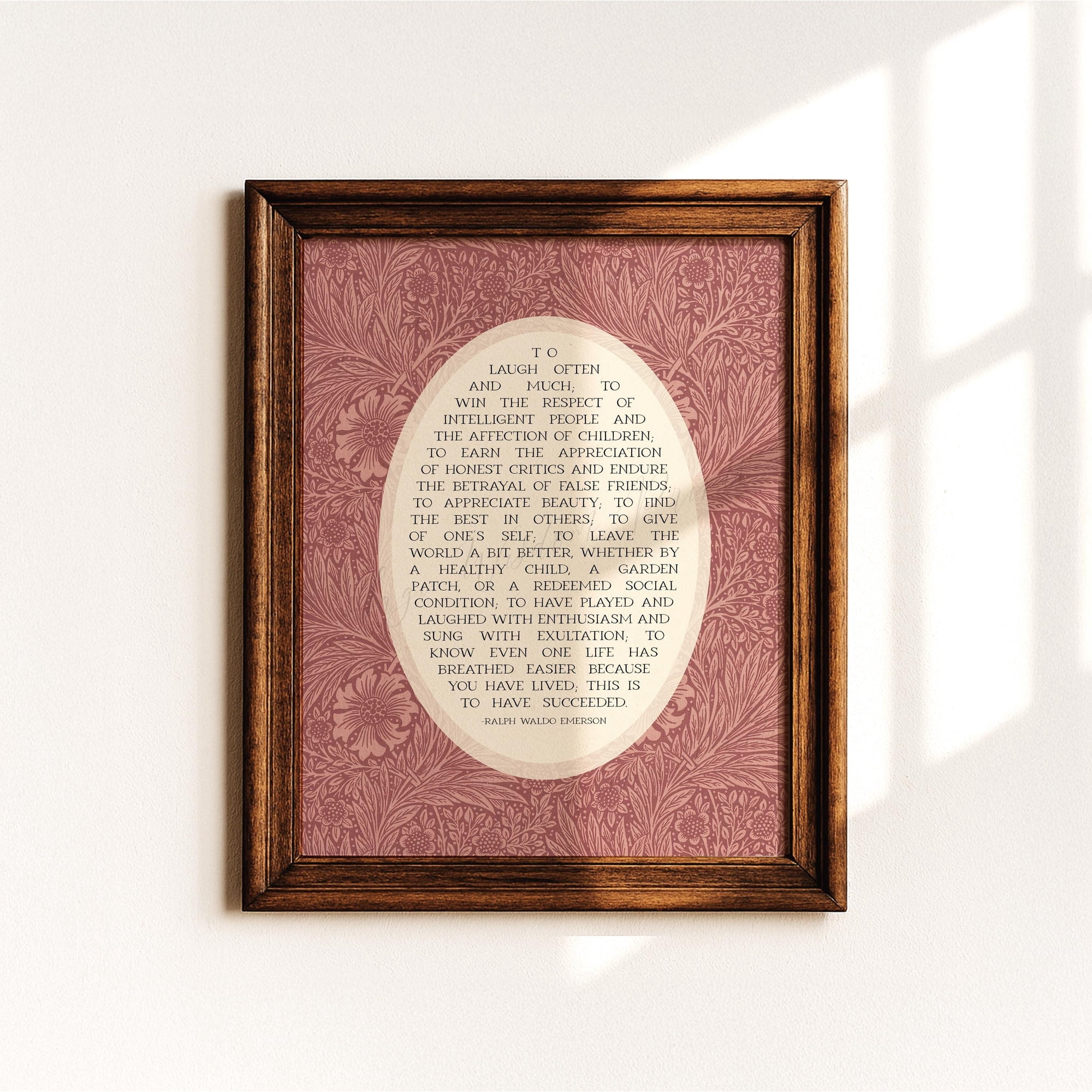 Ralph Waldo Emerson Success Poem Rose Art Decorative Wall Poster , Poster Print Only