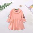 thumbnail image 4 of Odeerbi Girls Dresses Toddler Girls Clothes 2025 Casual Spring Fall Winter Cotton Long Sleeves Striped Lapel Embroidery T-shirt Dress Clothes Pink 4-5 Years, 4 of 7