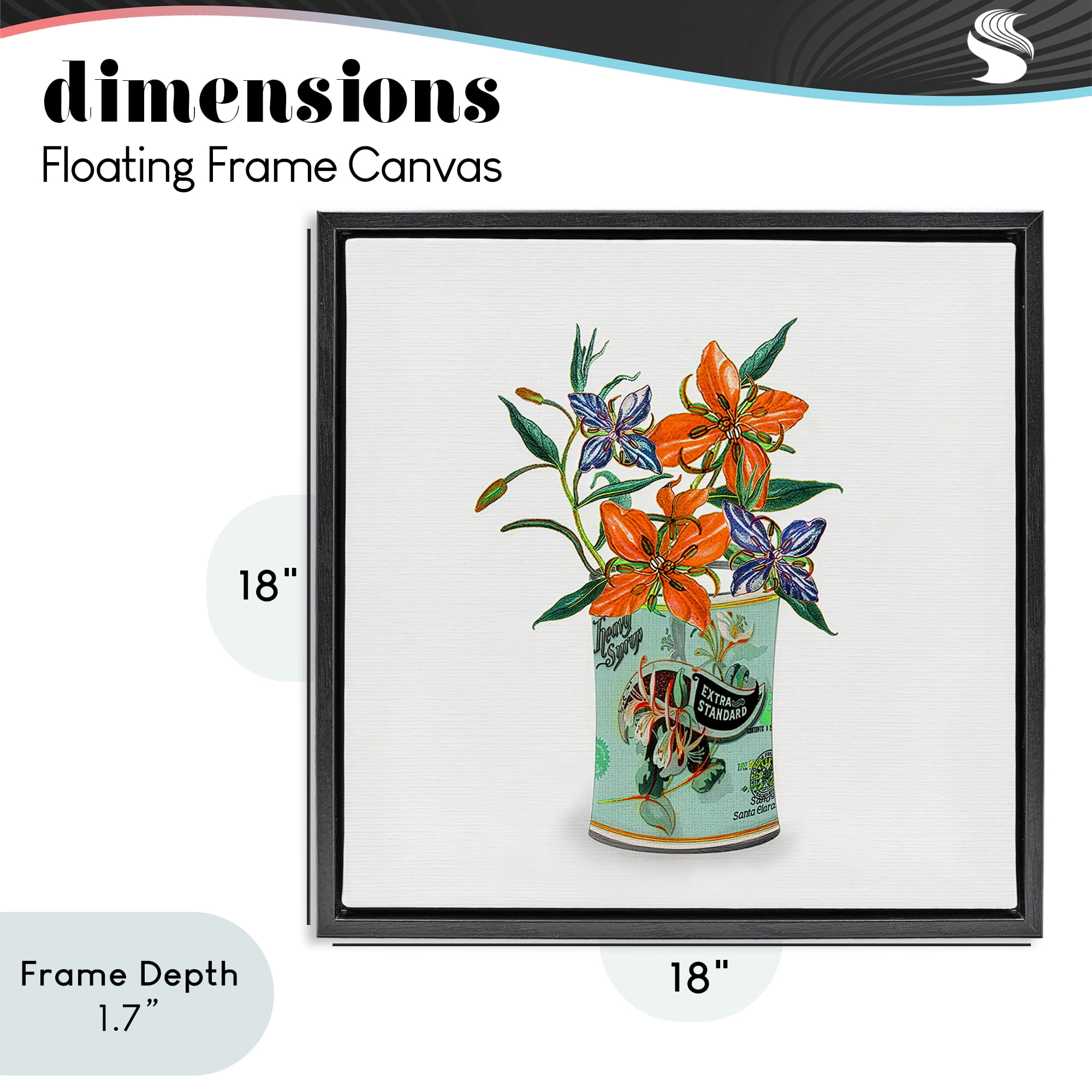 Stupell Industries Lilies in Retro Tin Black Framed Floater Canvas Wall Art, design by Val Rhodes