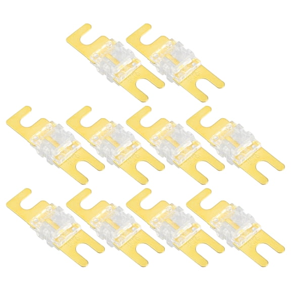 Unique Bargains 10 Pcs Mini ANL Fuses 80A Audio CD Fuse for Car Motorcycle Boat Durable Plastic Metal Gold Tone White