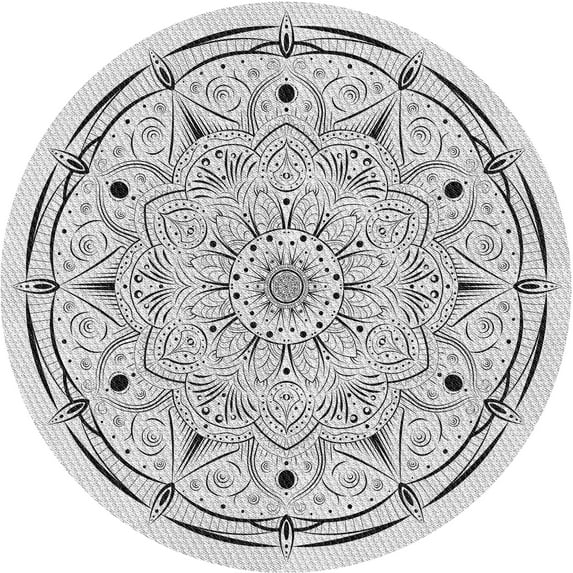 Ahgly Company Machine Washable Indoor Round Transitional White Smoke Area Rugs, 6' Round