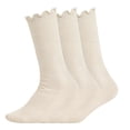thumbnail image 2 of Kids 3-Pack Solid Color Mid-Calf Socks, Straight-Leg Cotton Stockings for School, 2 of 6