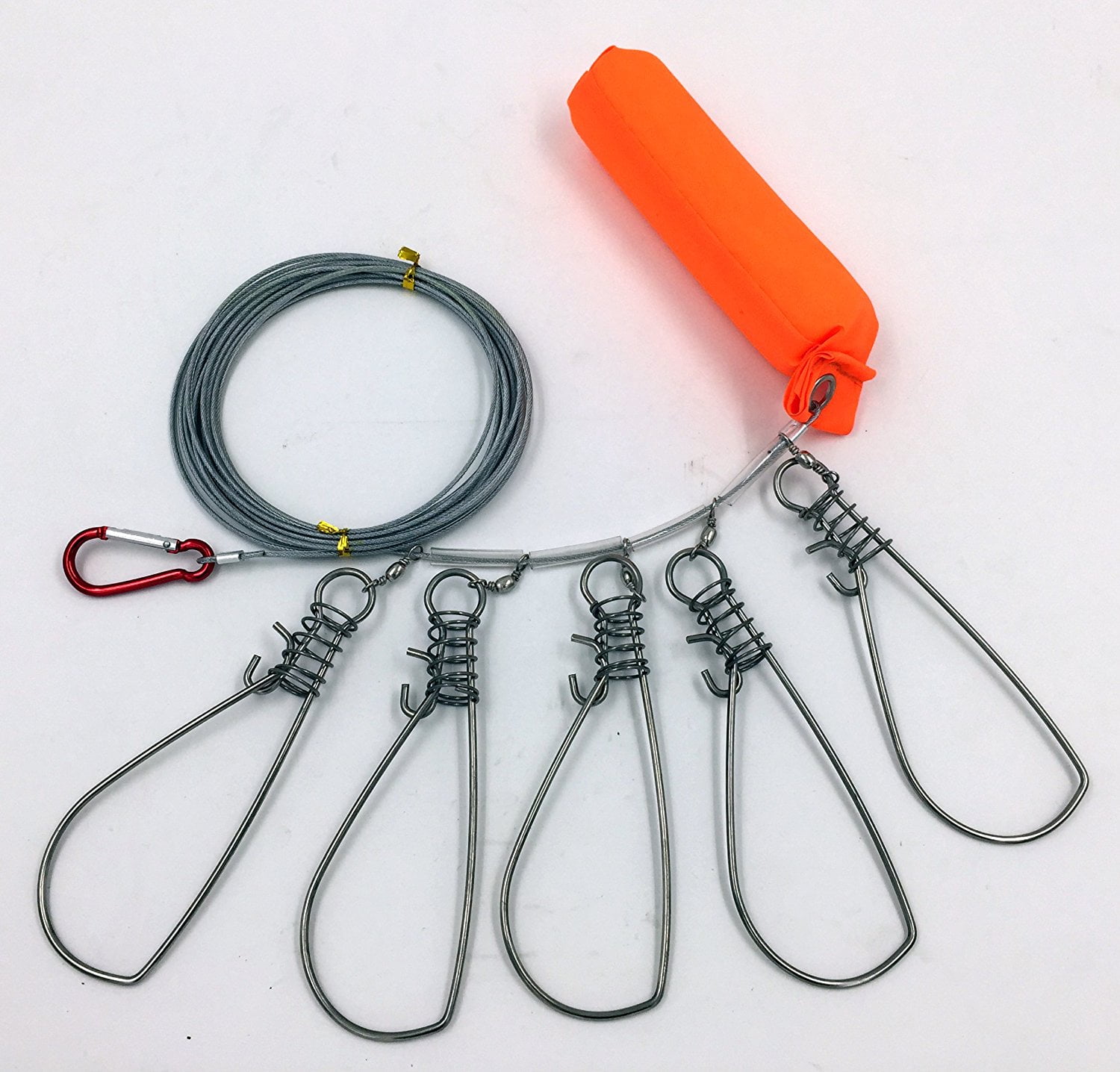 Stainless Steel Fishing Stringer Fish Lock 5 Snap SS Ropes with Float