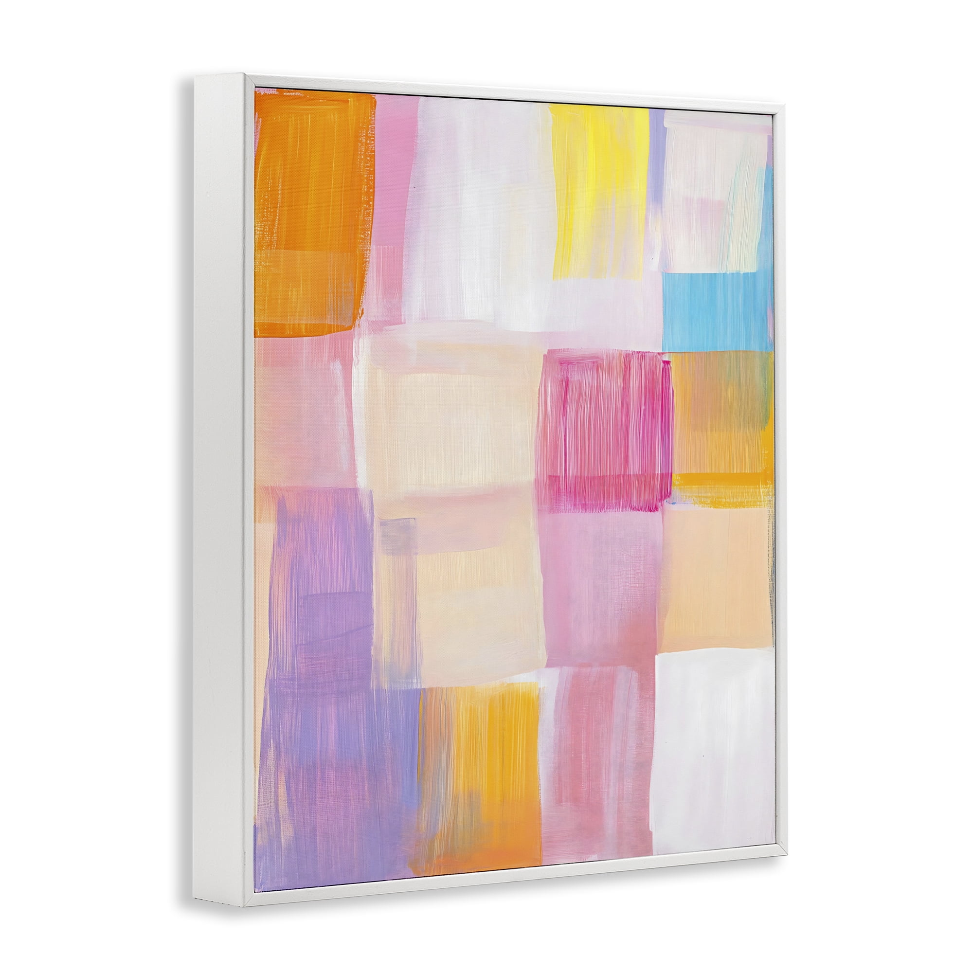 Stupell Industries Abstract Grid Brushstrokes White Framed Giclee Art, design by The Prints Vibe