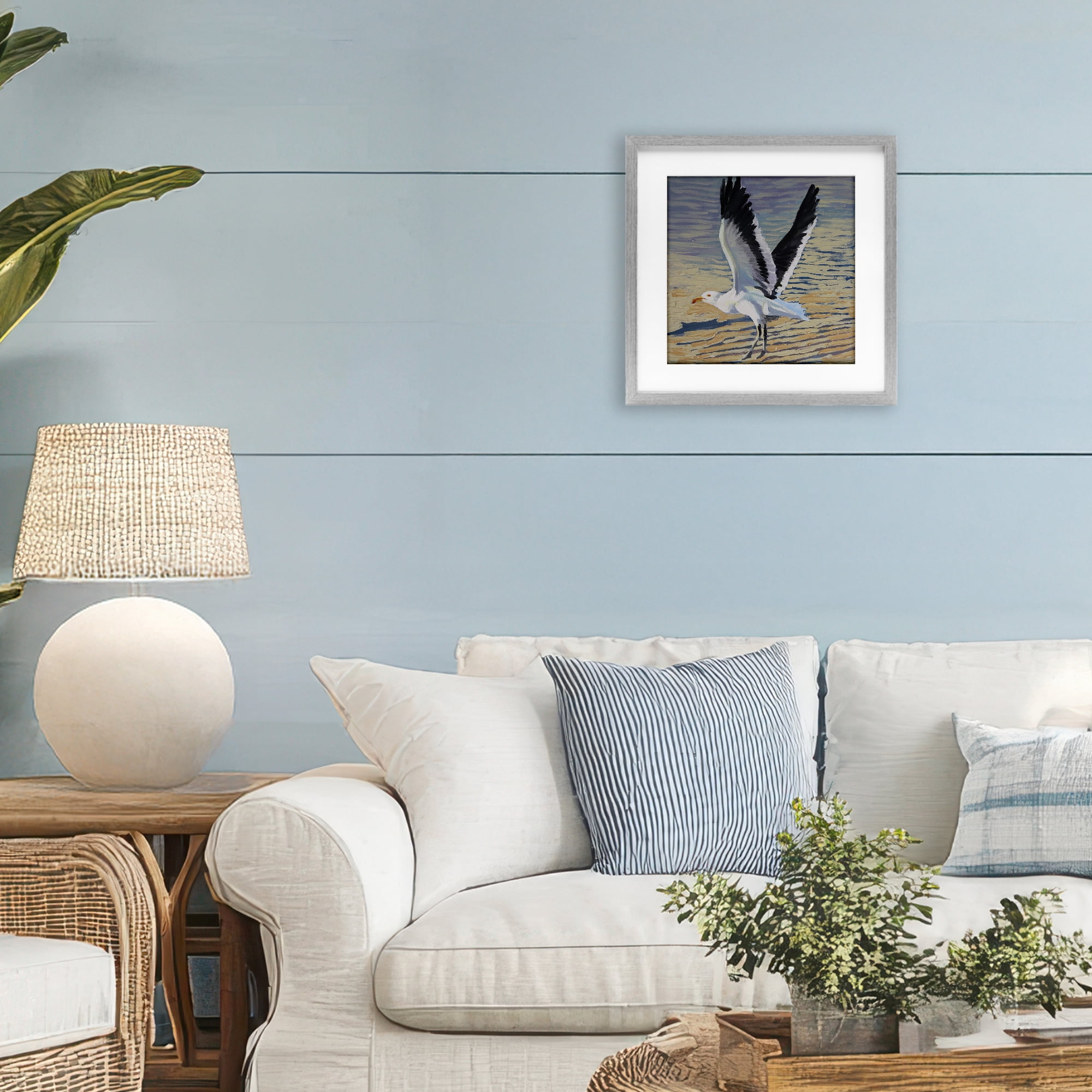 Stupell Industries Seagull Taking Flight Gray Framed Print Under Glass, design by Violeta Vollmer
