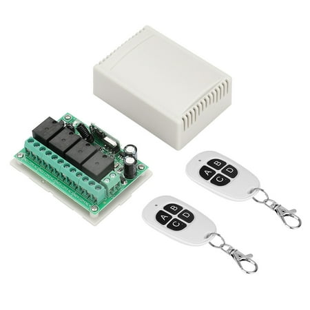 juguse Universal Garage Door Receiver DC 12V 4 Button 4 Channel Relay