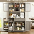 thumbnail image 5 of Homfa 5 Doors Kitchen Pantry Hutch with Wine Rack, 67.9'' Wood Storage Cabinet for Dining, Gray, 5 of 7