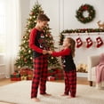thumbnail image 6 of Family Matching Christmas Pajamas Letter Santa Print Tops Plaid Pants Sleepwear Set, 6 of 7