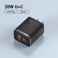 thumbnail image 3 of Cargador USB Baseus de 20 W compatible con tipo C PD, carga rápida, puerto USB dual, cargador de teléfono portátil para iPhone 15, 14, 13, 12, 11 Pro Max, 3 of 5