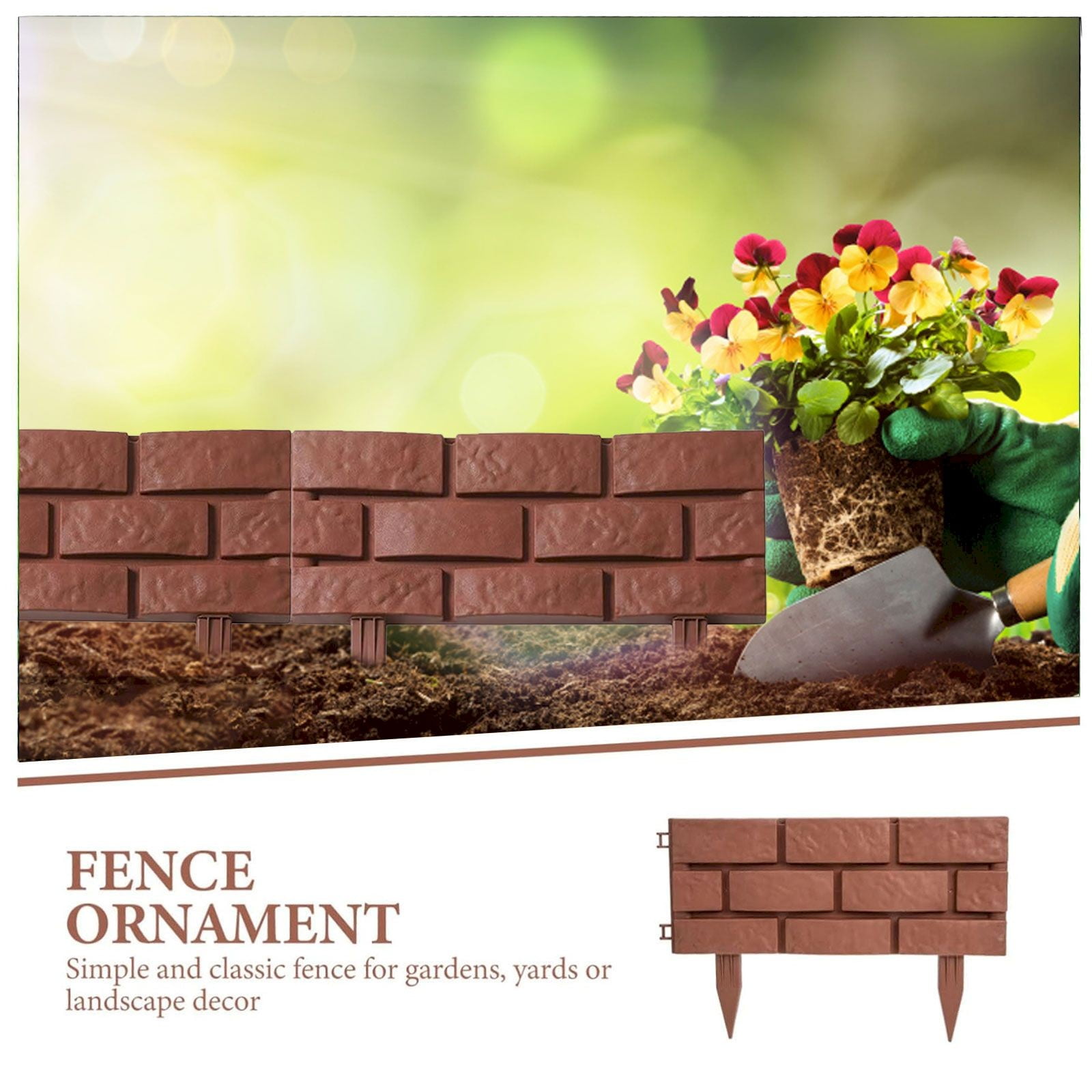 ERTZAE Faux Stone Edging For Landscaping,4Pc Brown 7.08X16.92In Stone Brick Garden Edging Border,Decorative Imitation Stone Garden Fence,Plastic Rocks For Landscaping,Artificial Stone Edging