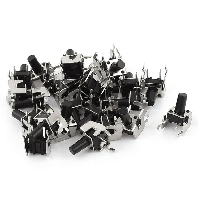 Unique Bargains 25 Pcs 6x6x10mm PCB Mount Momentary 2Pin Right Angle Push Button Tactile Switch
