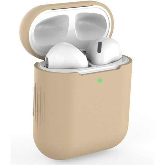Silicone Cases Protective Cover for Airpods 1 2nd Wireless Charging Protective Earphone Cover Case Protective Shockproof Sleeve Case [Front LED Visible] (Light Brown)