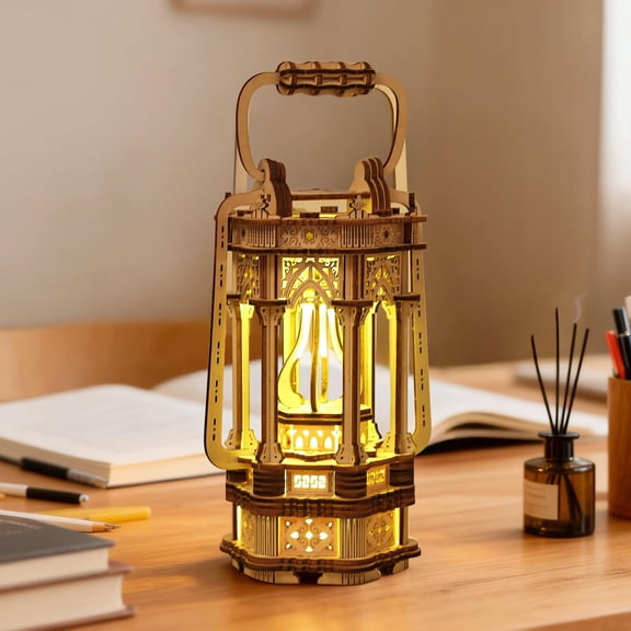 3D Wooden Puzzle for Adults, DIY Lantern Model Kit, Creative Assembly Model Building Kits to Build for Adults and Teens, DIY Assembly Puzzle, Woodcraft Kit for Christmas Day