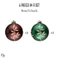 thumbnail image 5 of Majestic Gold Glittered Floral Bauble Christmas Ornament Set, 6 Pieces of Maroon and Green Round Tree Balls, 5 of 7