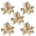 thumbnail image 1 of Flores de Navidad rojas con purpurina, adornos de flores artificiales de Poinsettia, decoración navideña para el hogar, Año Nuevo, 5/10 piezas, 15cm, 2024, 1 of 5
