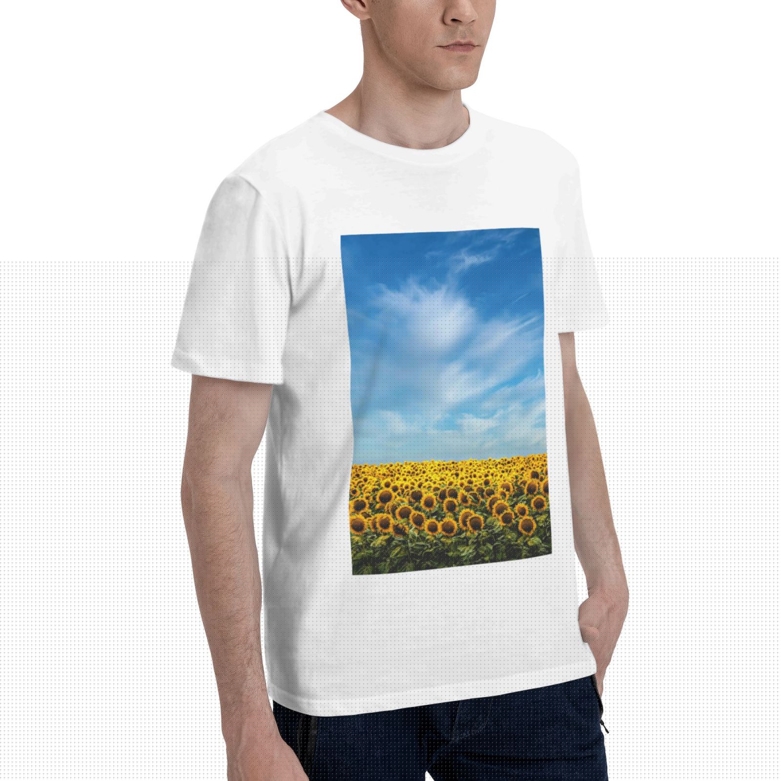 thumbnail image 2 of Bingfone Blooming Sunflower Field Men'S Loose Fit Short-Sleeve Pocket T-Shirt, 2 of 7