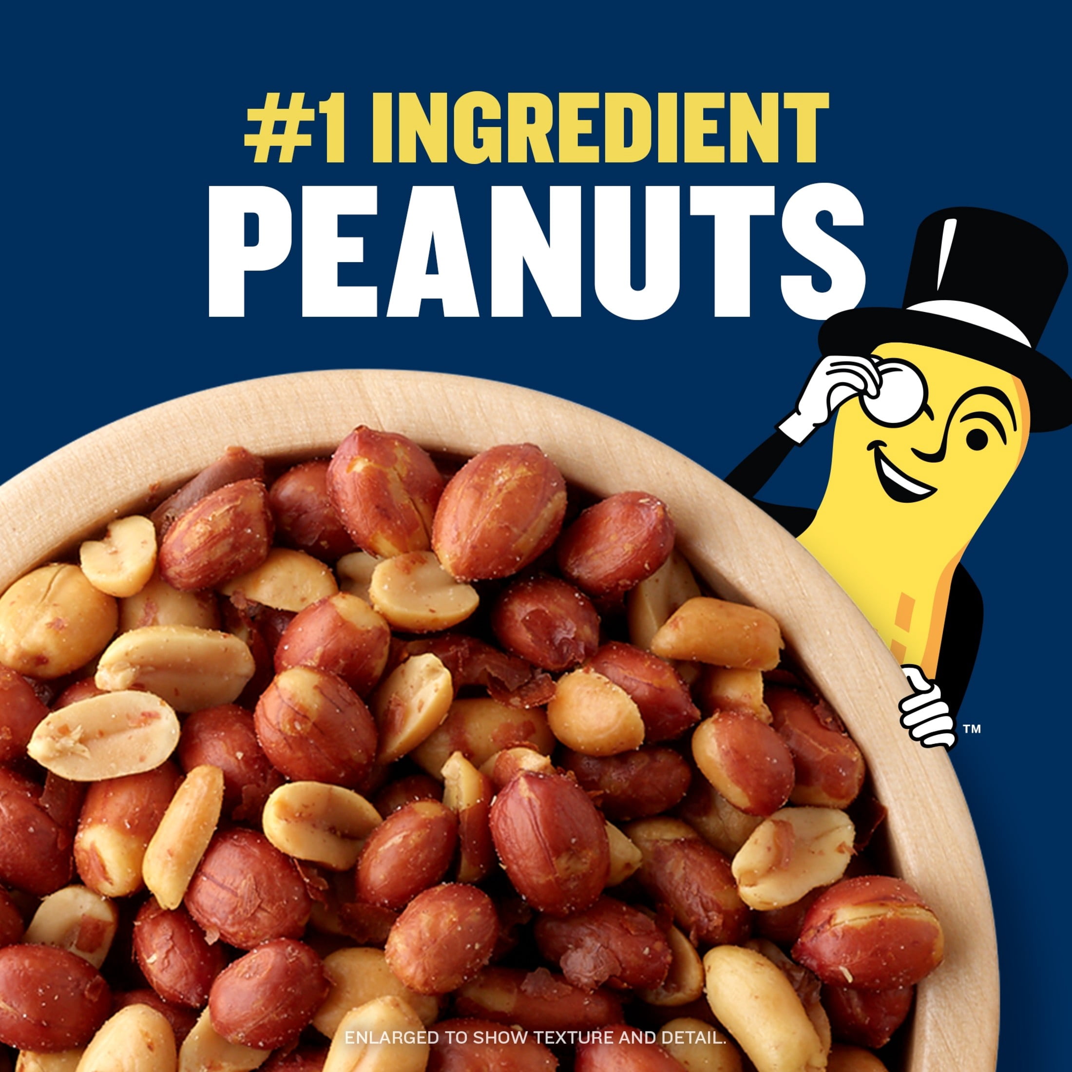 Planters Spanish Salted Peanuts with Redskins, 7g Protein (8% DV) per serving, Plant Based Protein Snacks for Adults, 12.5 oz Resealable Canister