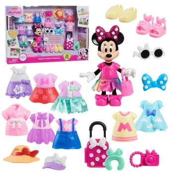 Disney Junior Minnie Mouse Fabulous Fashion Collection Articulated Doll and Accessories, 22-pieces, Officially Licensed Kids Toys for Ages 3 Up, Gifts and Presents