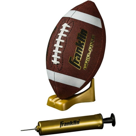 All Weather Leather Football - Franklin Sports Grip-Rite Pump and Tee Football Set, Official