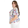 thumbnail image 2 of Blusa estampada de manga corta Roman Fashion, Tallas Extras, 5118 (Flor azul) azul 42, 2 of 6